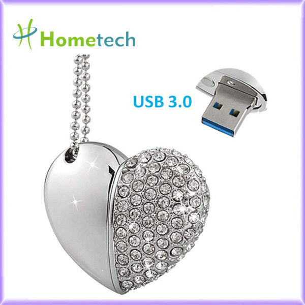 Perhiasan Liontin Kalung 32GB Crystal Heart USB Flash Drive