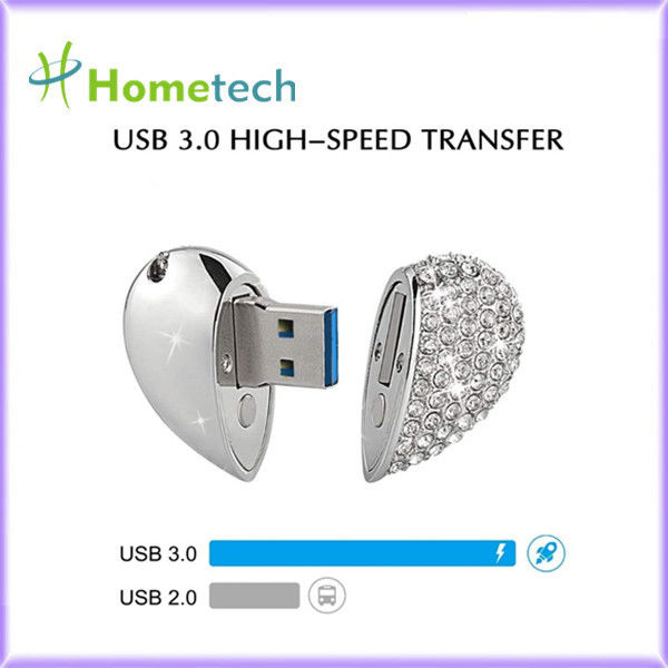 Perhiasan Liontin Kalung 32GB Crystal Heart USB Flash Drive